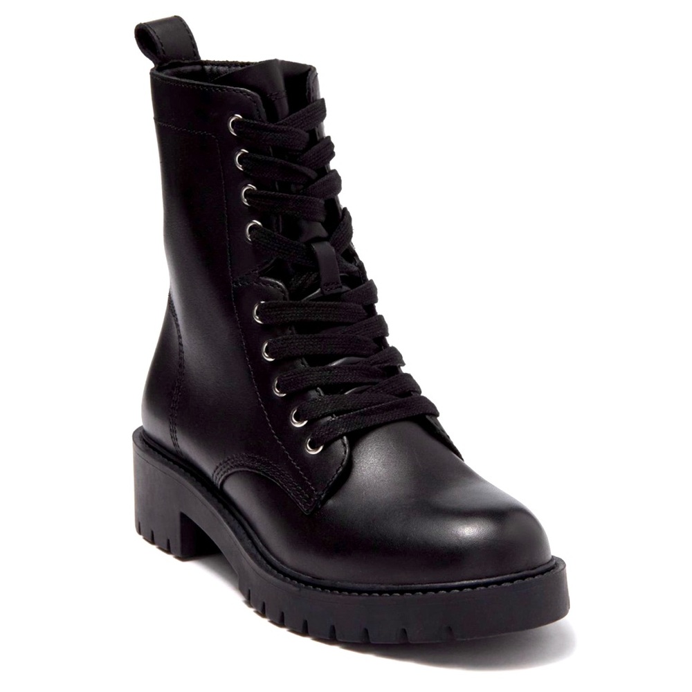 Steve Madden “Checker” Black leather boots. 8.5 NIB